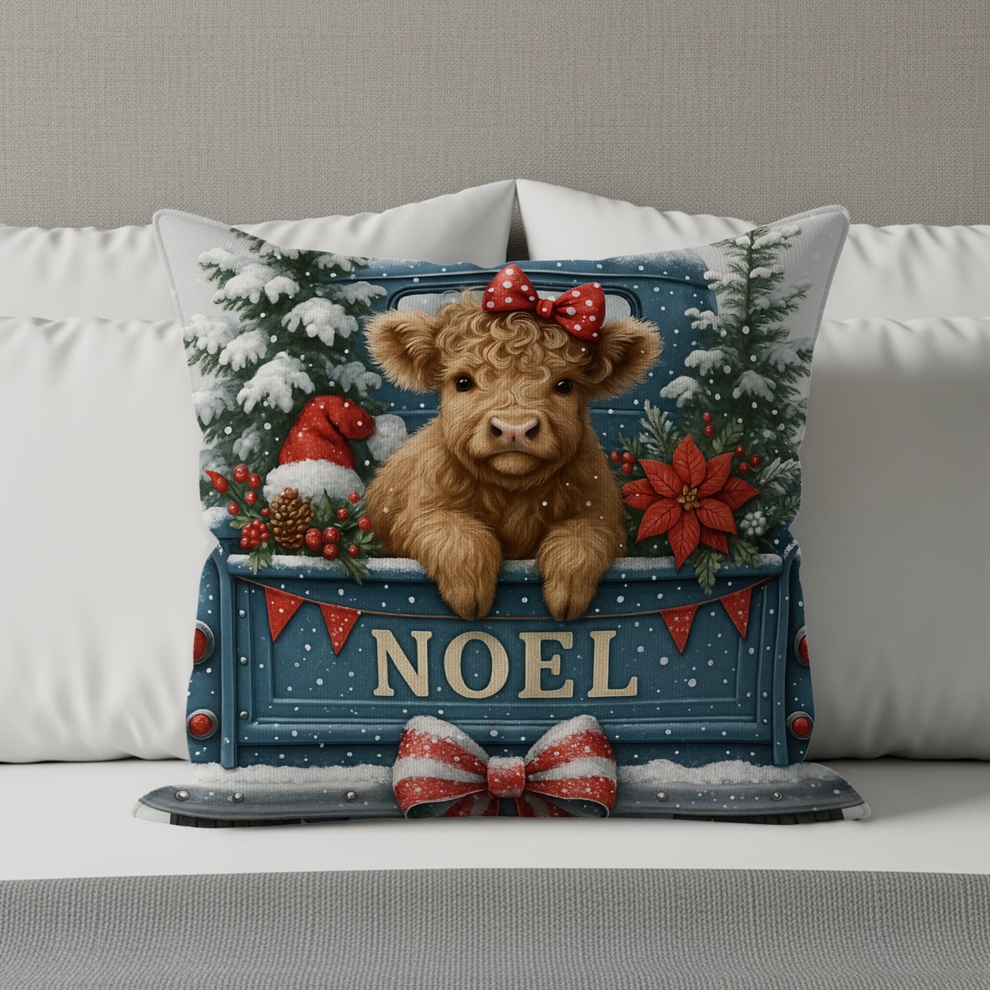 Cute Holiday Themed Noel Cushion for Festive Decor