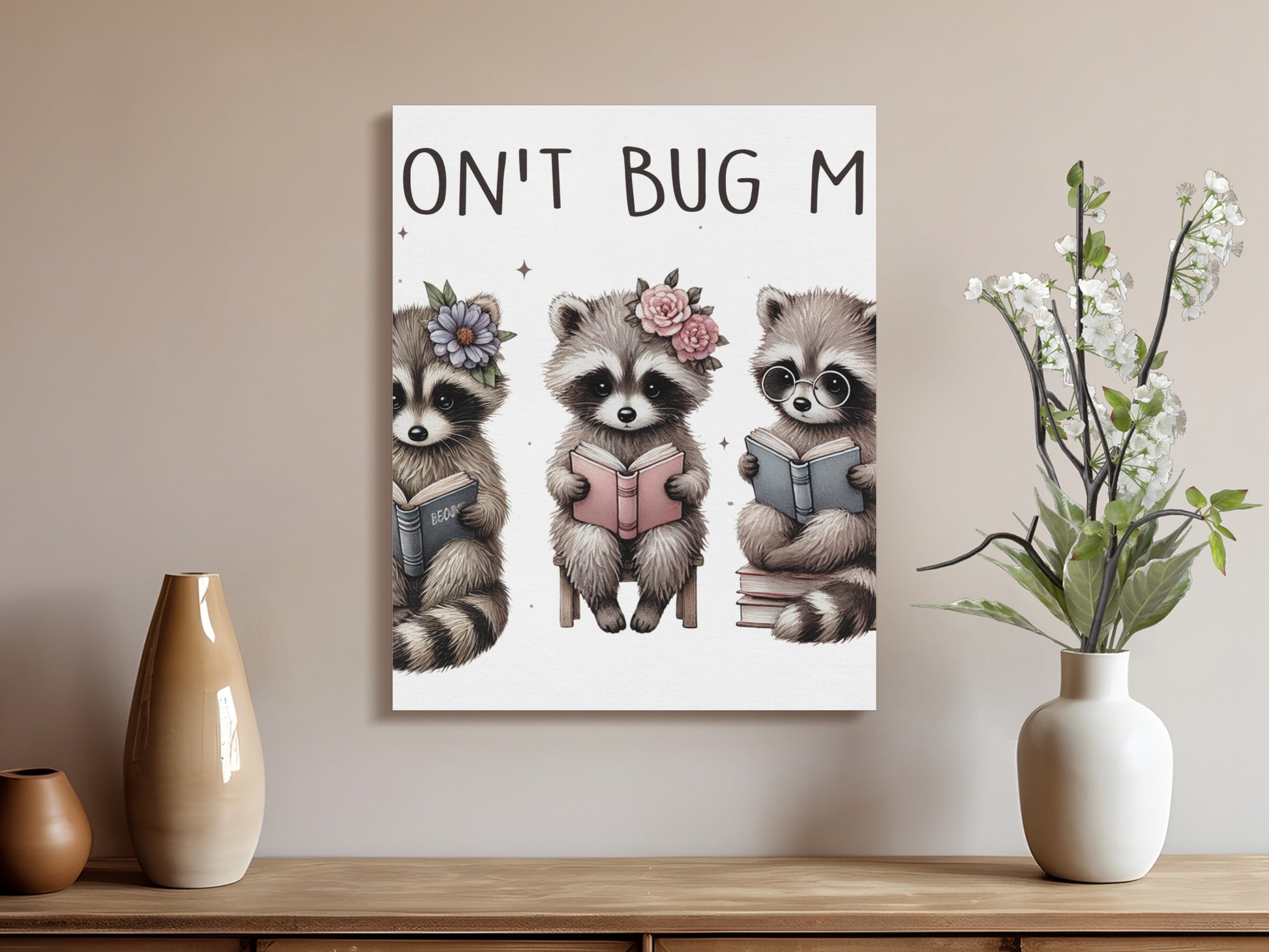 Cute Reading Raccoons Wall Art Canvas product