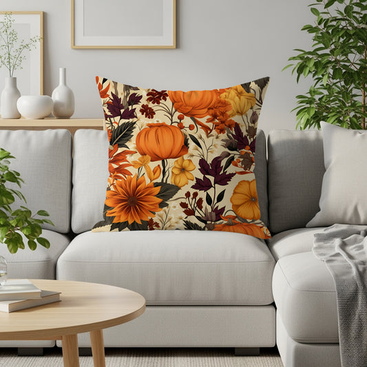 Bright Autumn Floral Pattern Decorative Pillow Cover
