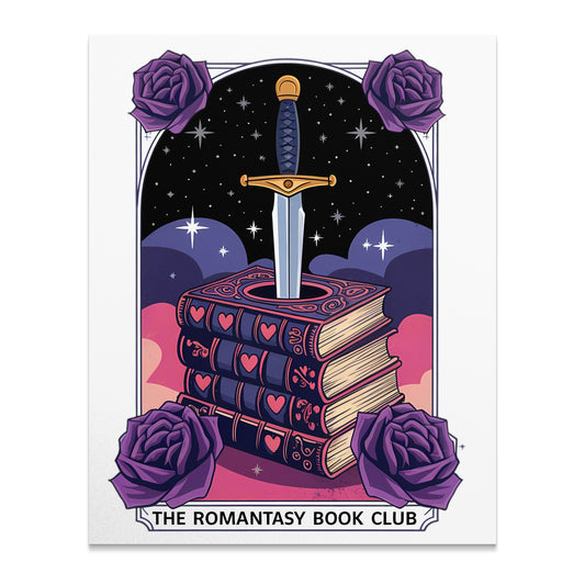 Enchanting Moonlit Sword Over Books Art Print product