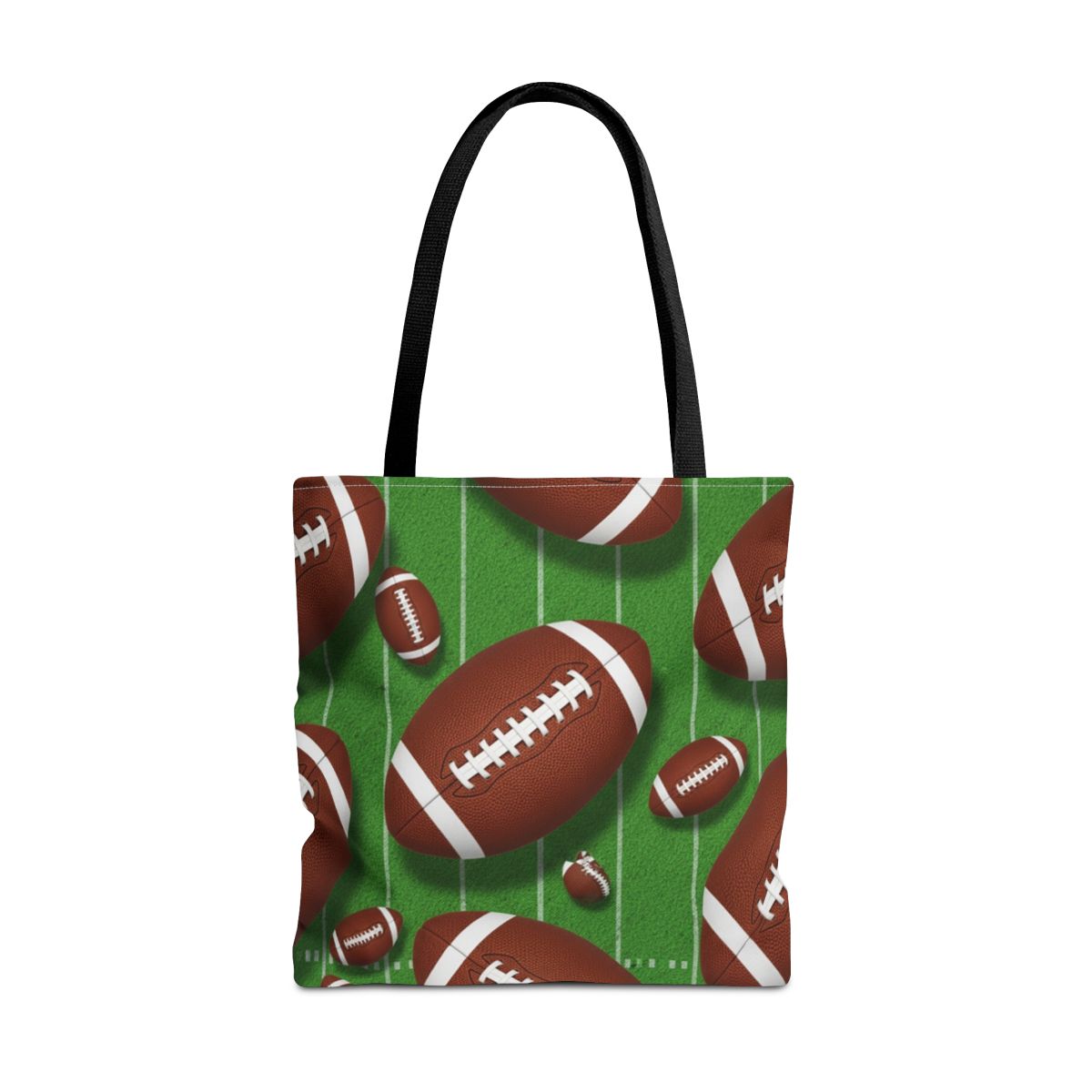 Football Pattern Print Green Tote Bag