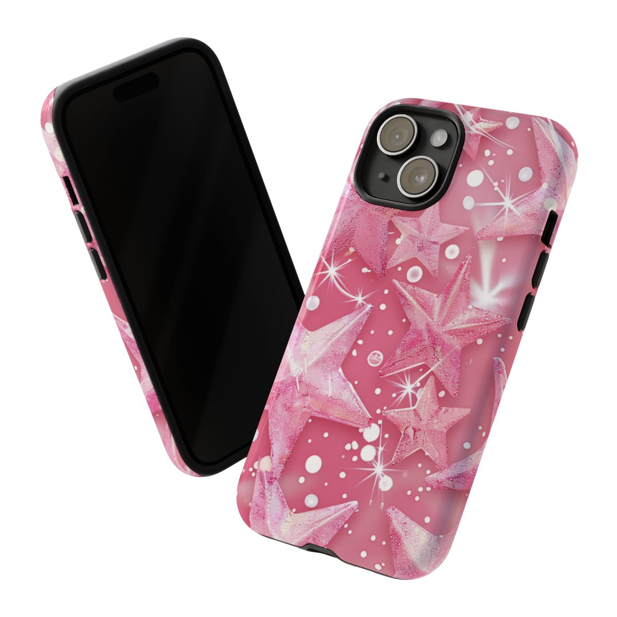 Pink Sparkly Stars Design Protective Case
