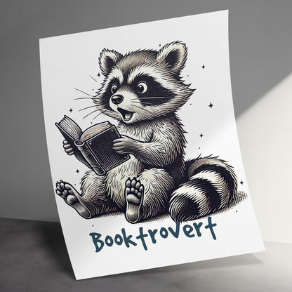 Booktrovert Raccoon Enjoying Reading Art Print product