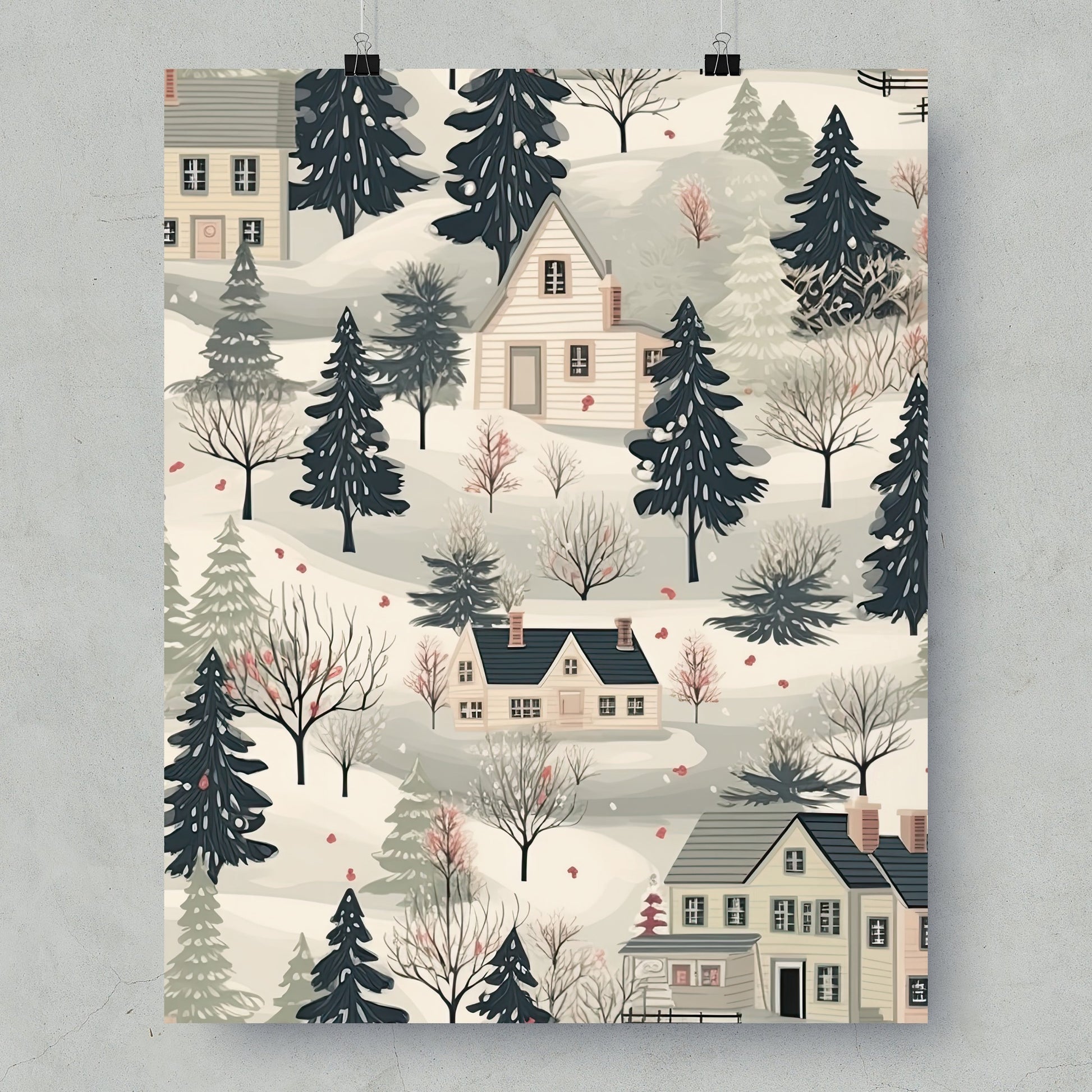 Winter Wonderland Scenic Illustration Art Print