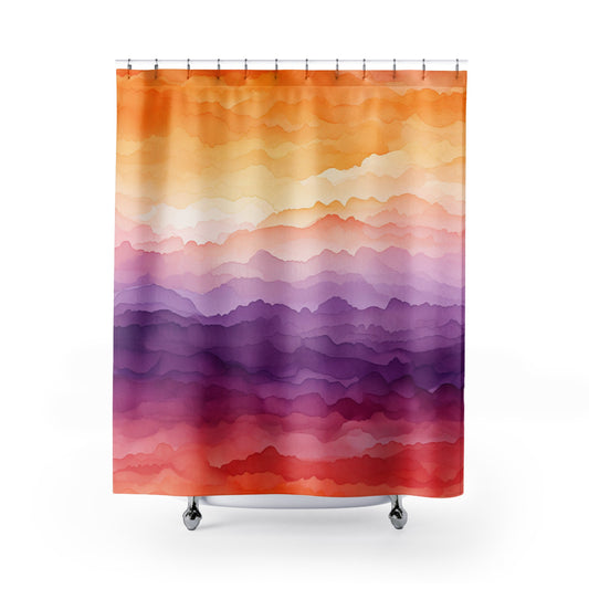 Sunset Gradient Mountain Abstract Shower Curtain