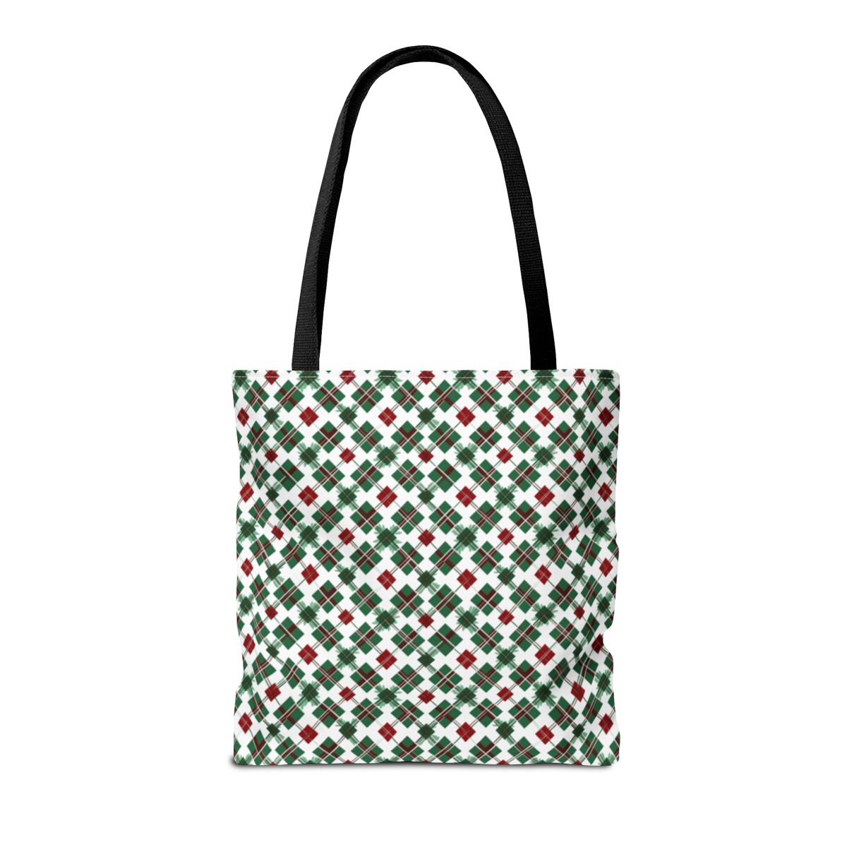 Festive Green and Red Checkered Pattern Tote Bag