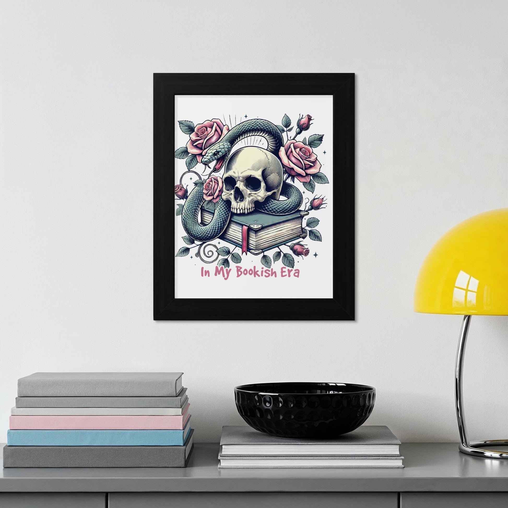 In My Bookish Era Skull and Roses Framed Art product type
