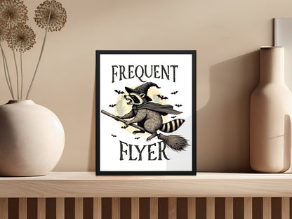 Frequent Flyer Raccoon Witch Art Print product type