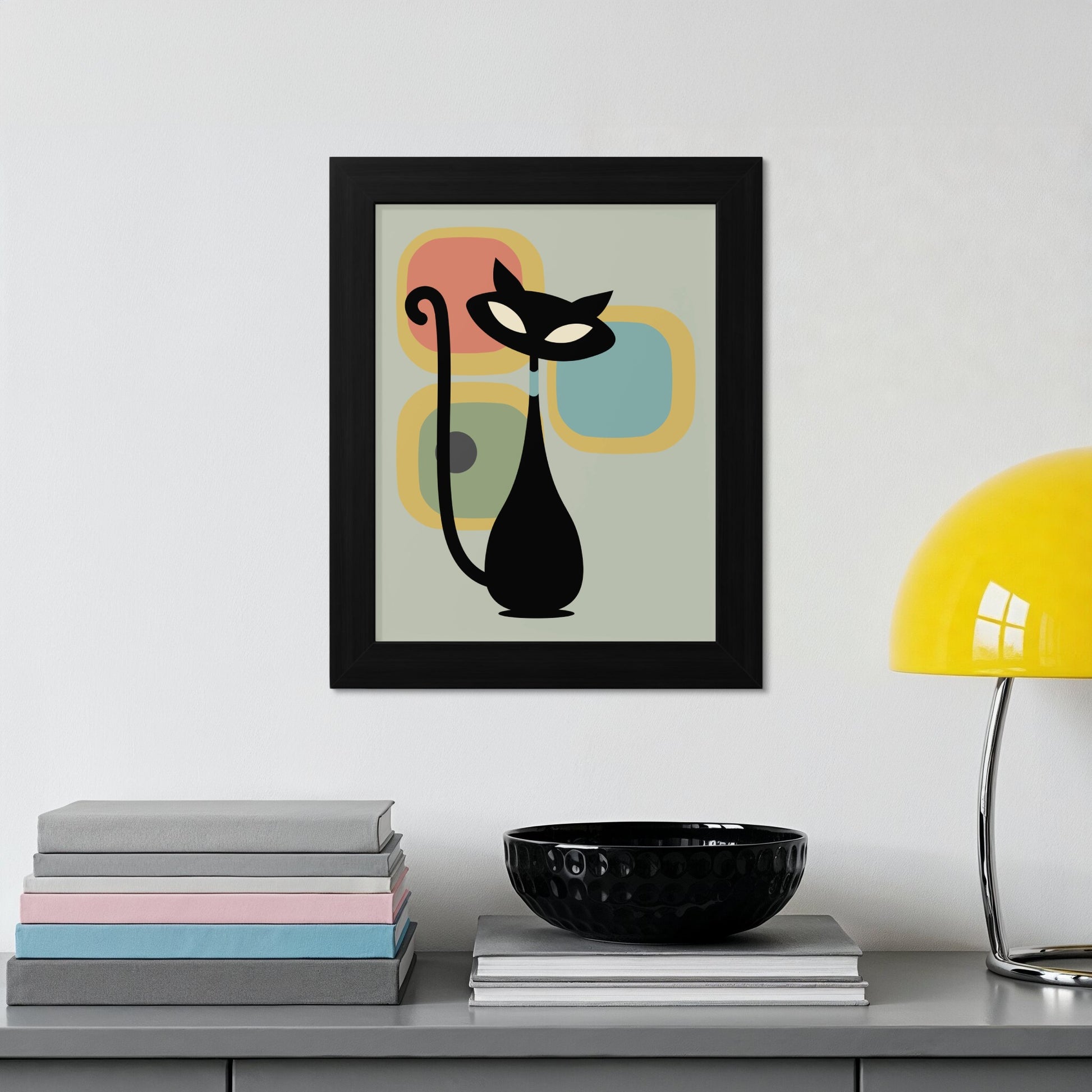 Abstract Retro Cat Art Wall Decor Framed Print product type