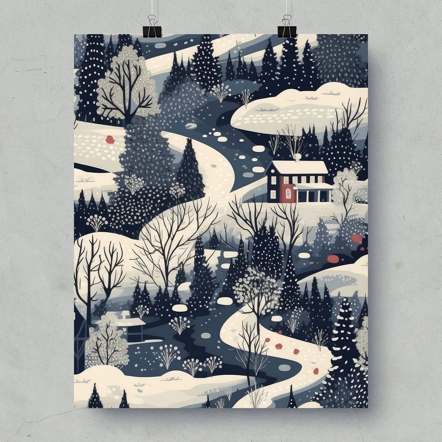 Winter Wonderland Artwork with Snowy Landscape Decor