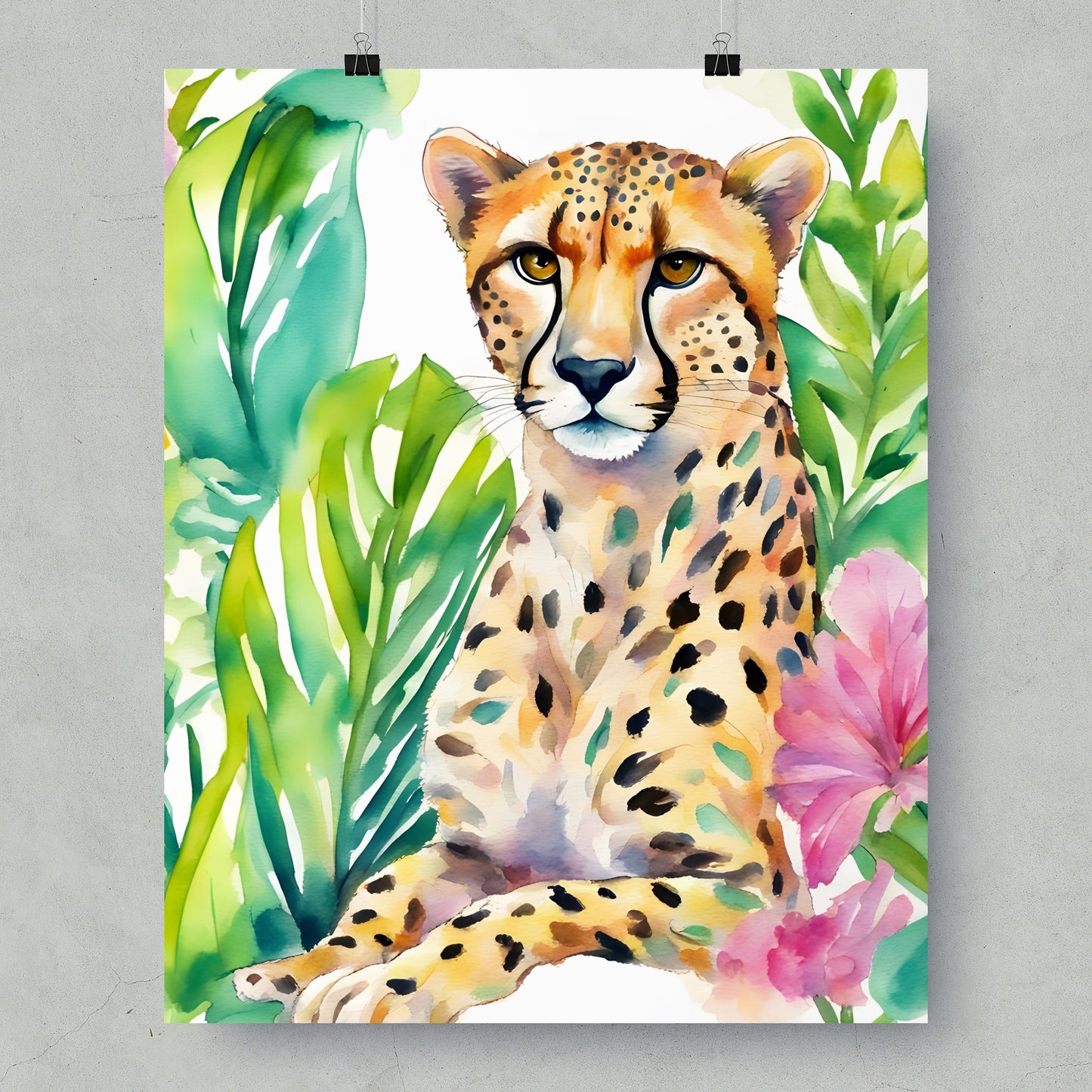 Vibrant Cheetah Artwork Illustration Wall Decor Print