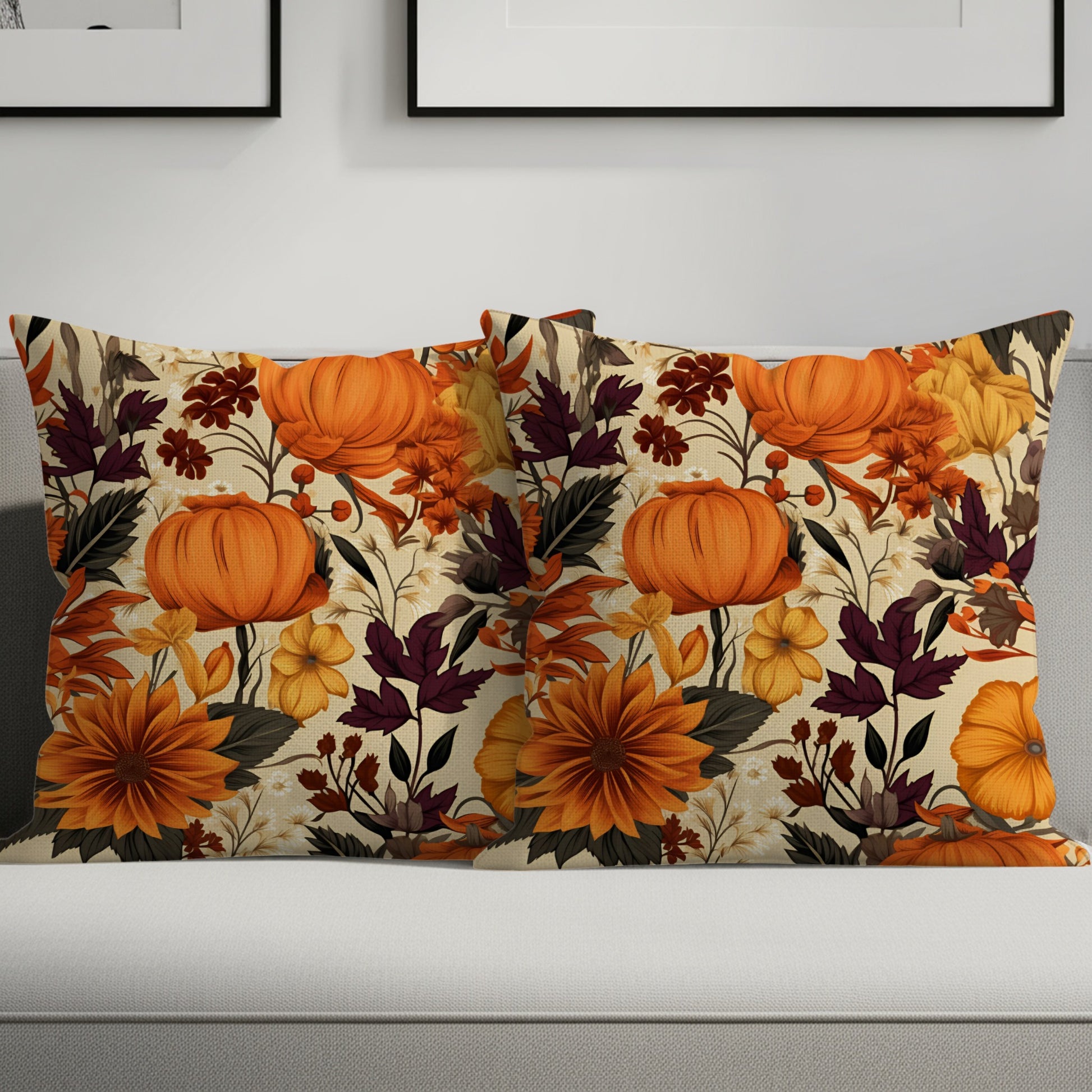Autumn Floral Pumpkin Design Home Decor Pillow Covers