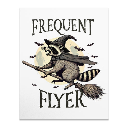 Frequent Flyer Raccoon Halloween Witchy Poster product type