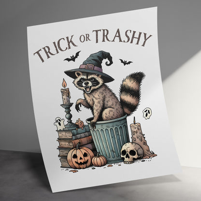 Trick or Trashy Halloween Raccoon Poster product
