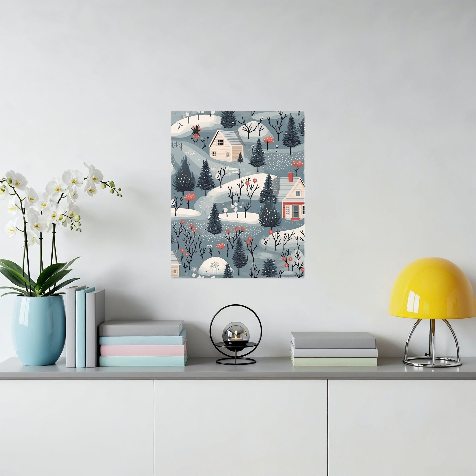 Winter Wonderland Snowy Village Art Print
