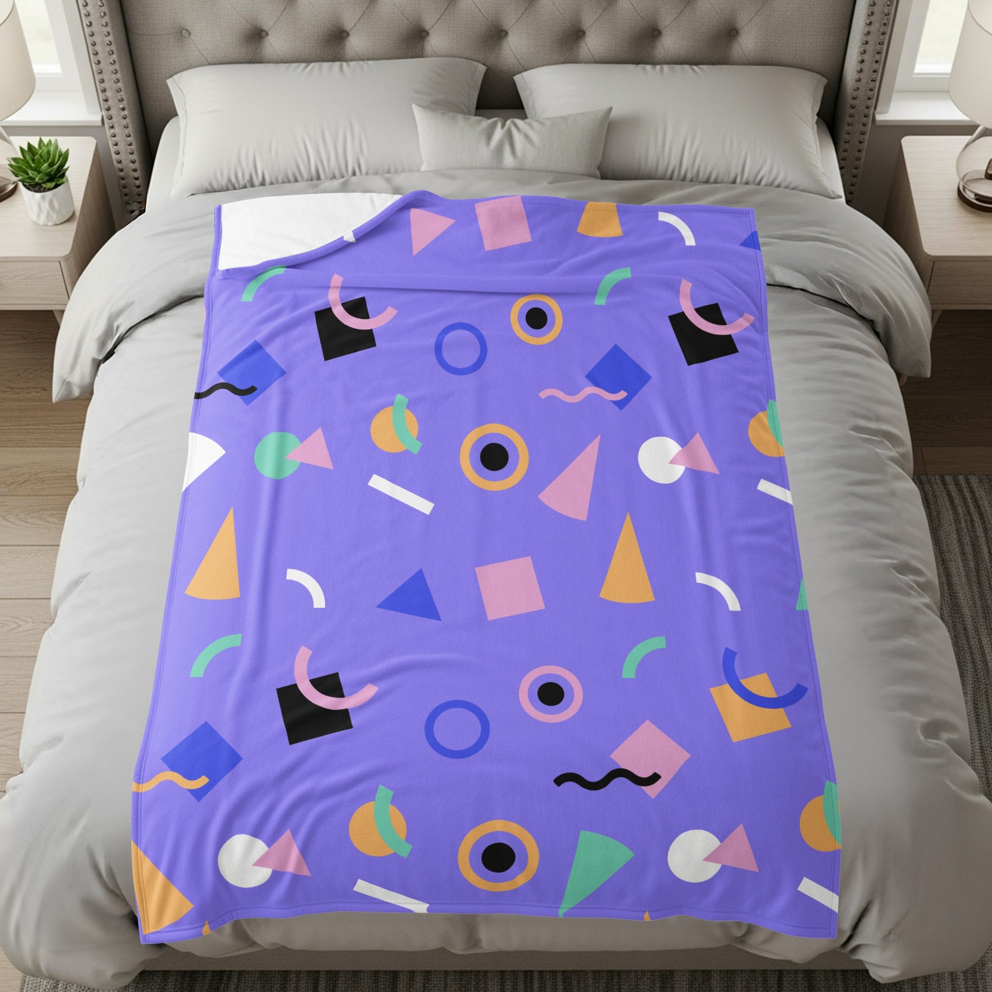 Vibrant Geometric Shapes Patterned Blanket Design