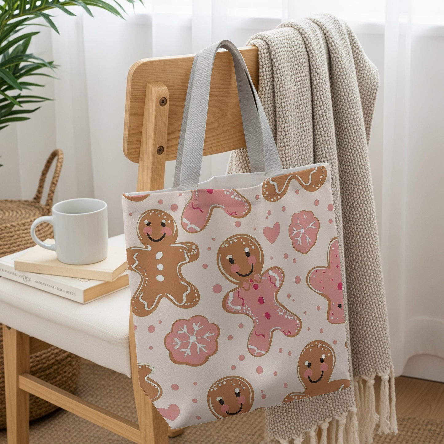 Cute Gingerbread Printed Tote Bag for Daily Use