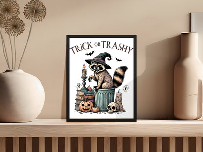 Trick or Trashy Raccoon Halloween Wall Art product
