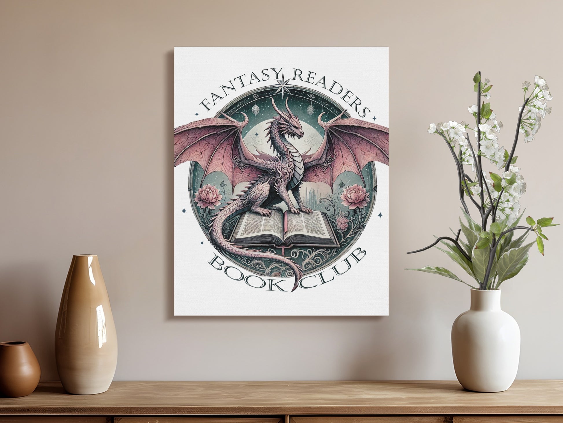 Fantasy Readers Book Club Dragon Design wall art product