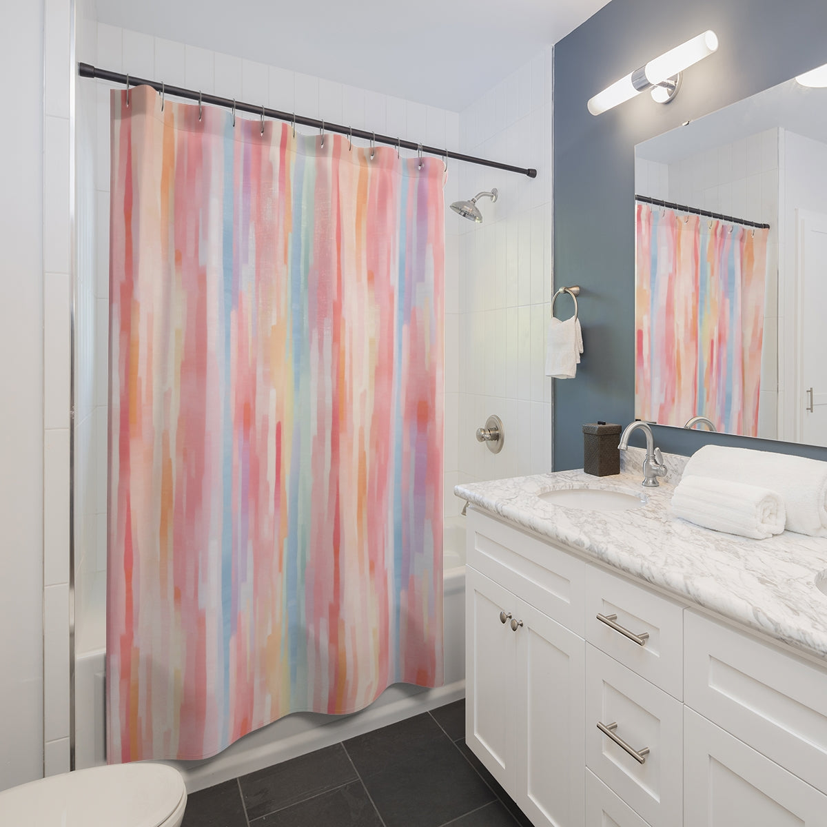 Colorful Pastel Abstract Waterproof Bathroom Curtain