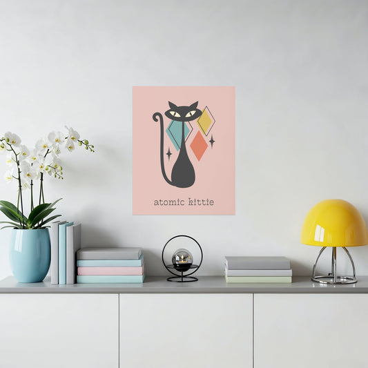 Vintage Atomic Kittie Geometric Art Print product