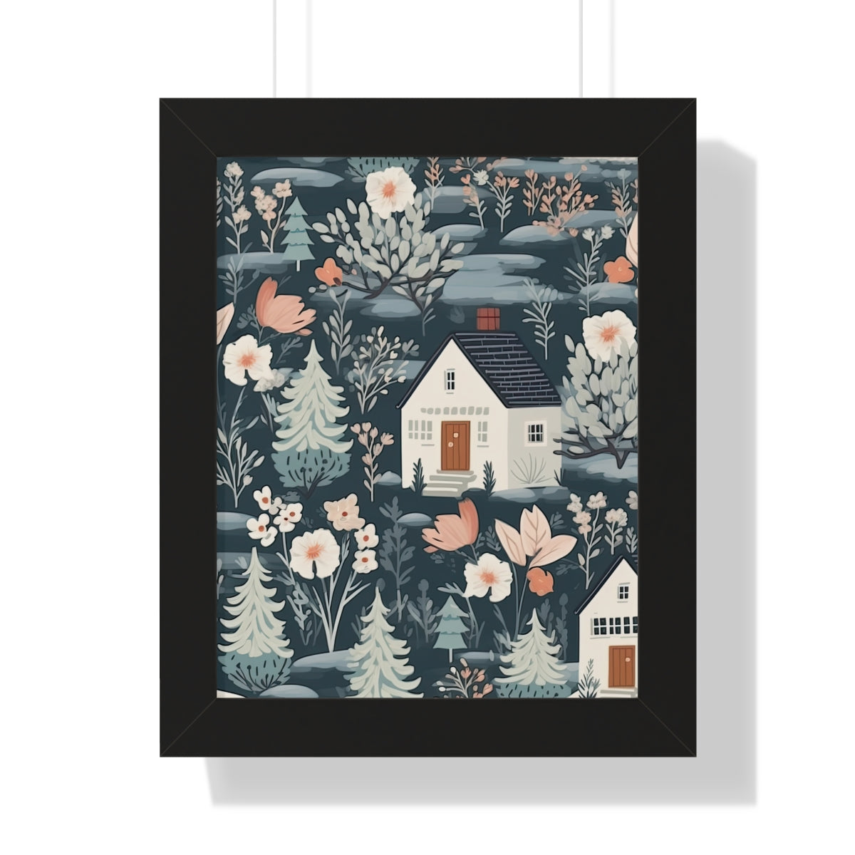 Cozy Cottage Floral Landscape Art Print