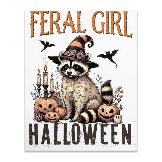 Feral Girl Halloween Decor featuring Raccoon Art product