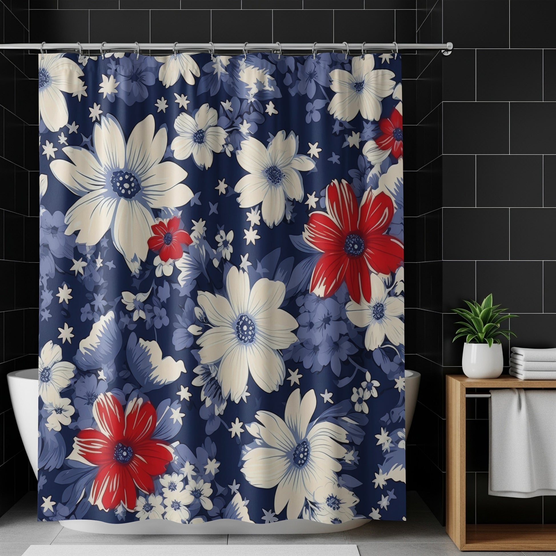 Vibrant Floral Pattern Shower Curtain for Your Bathroom