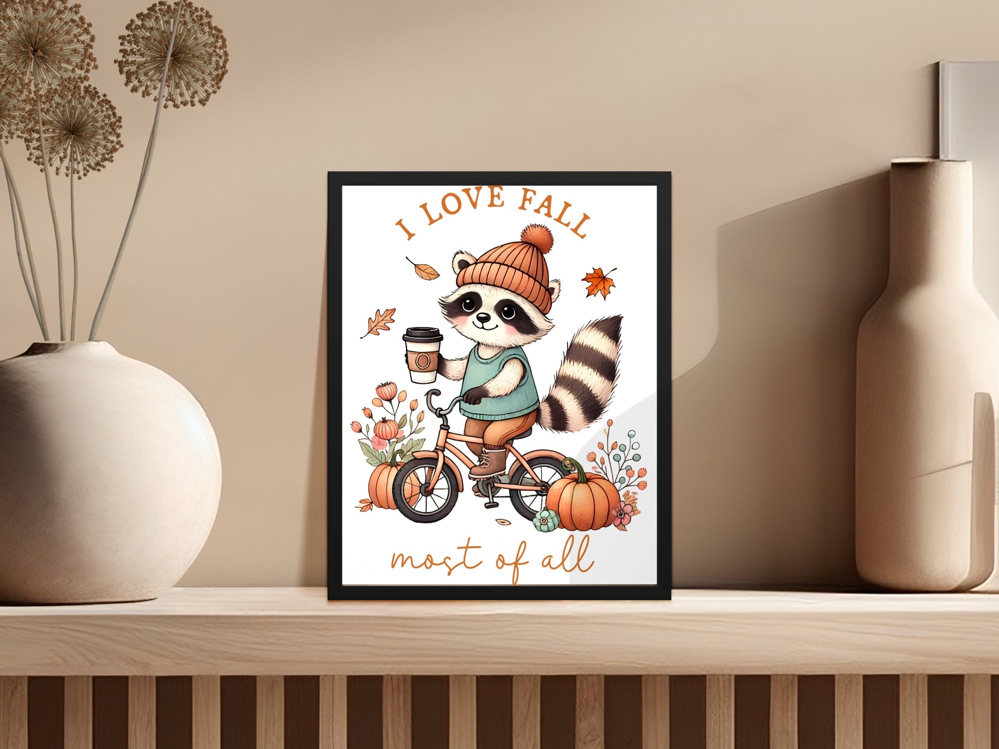 I Love Fall Most of All Raccoon on Bicycle product