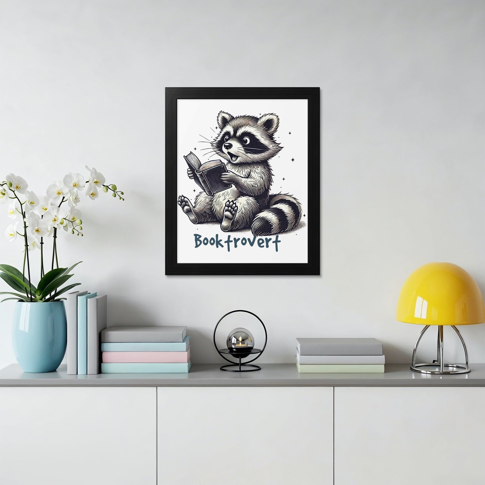 Adorable Raccoon Booktrovert Wall Art product
