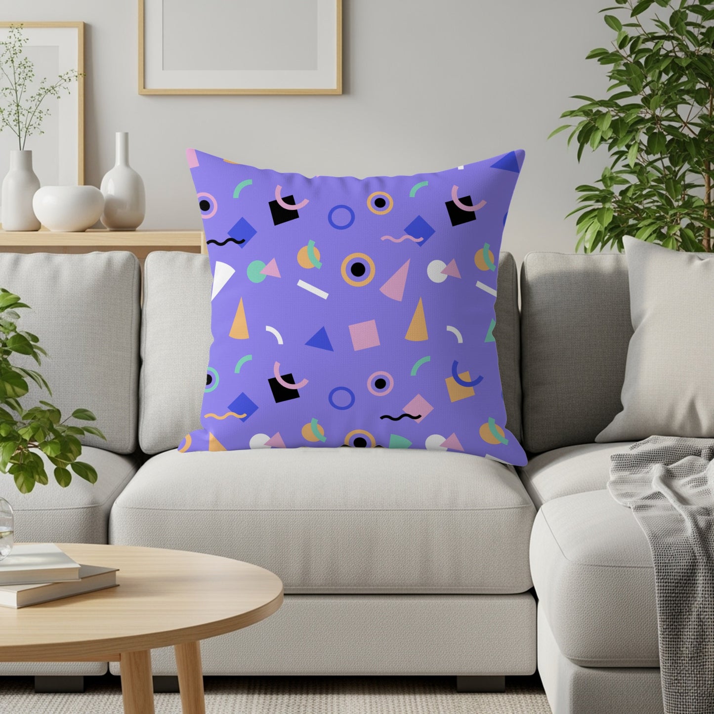 Vibrant Abstract Shapes Design Throw Pillow