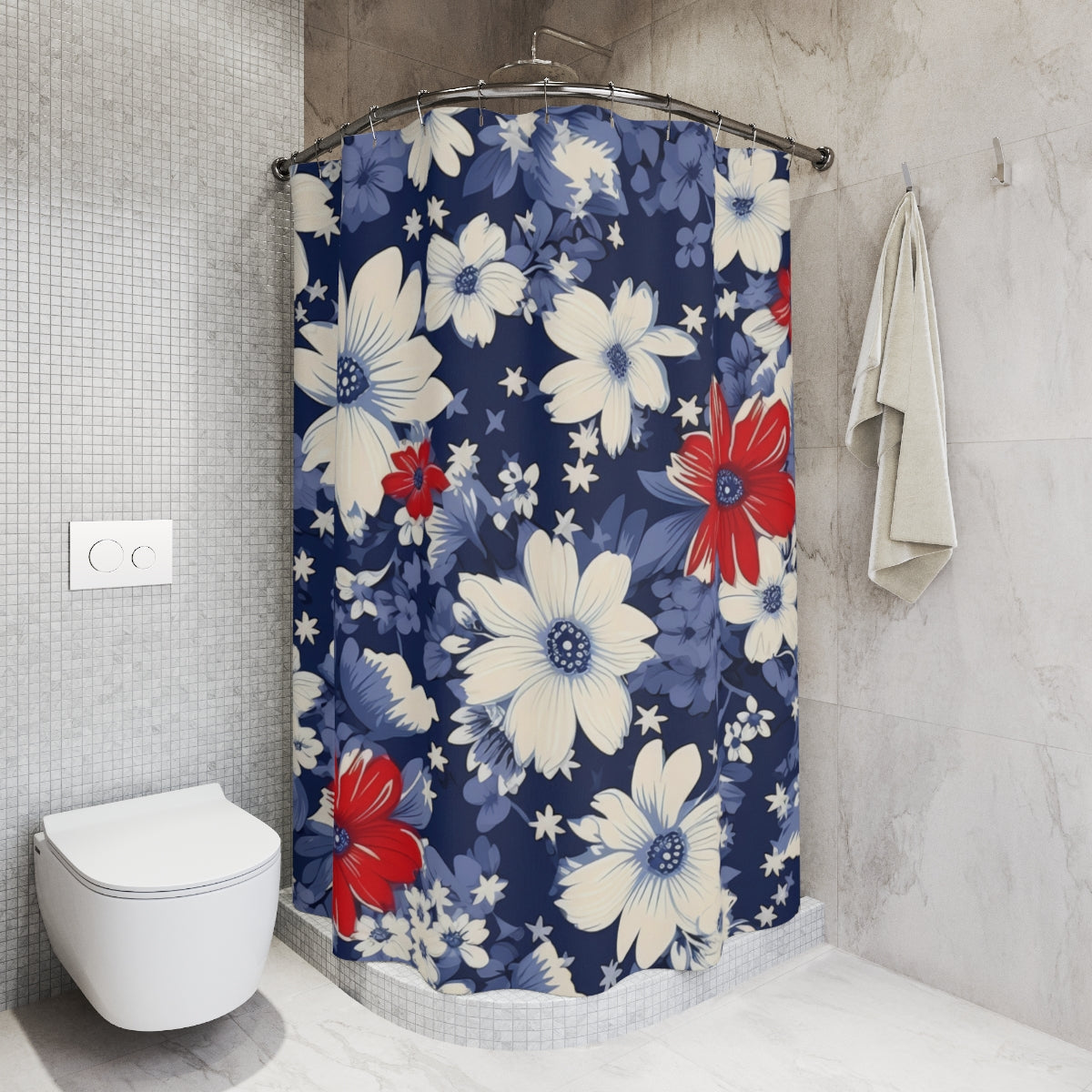 Bold Floral Design Shower Curtain for Vibrant Bathroom