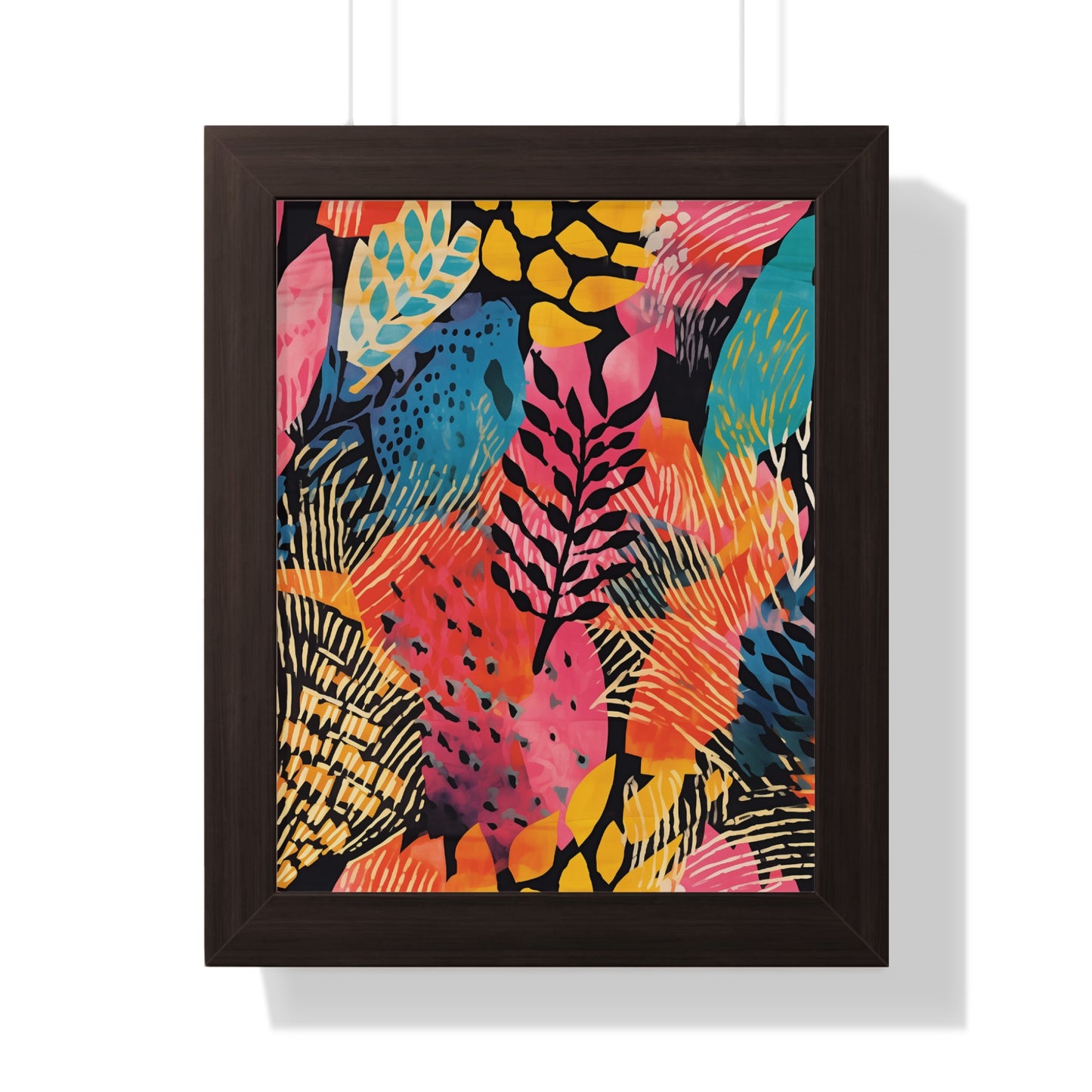 Vibrant Abstract Leaf Pattern Wall Art Framed Print