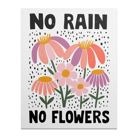 No Rain No Flowers Floral Inspirational Wall Art product type