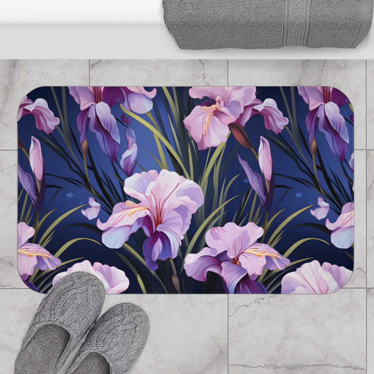 Beautiful Floral Design Bathroom Mat