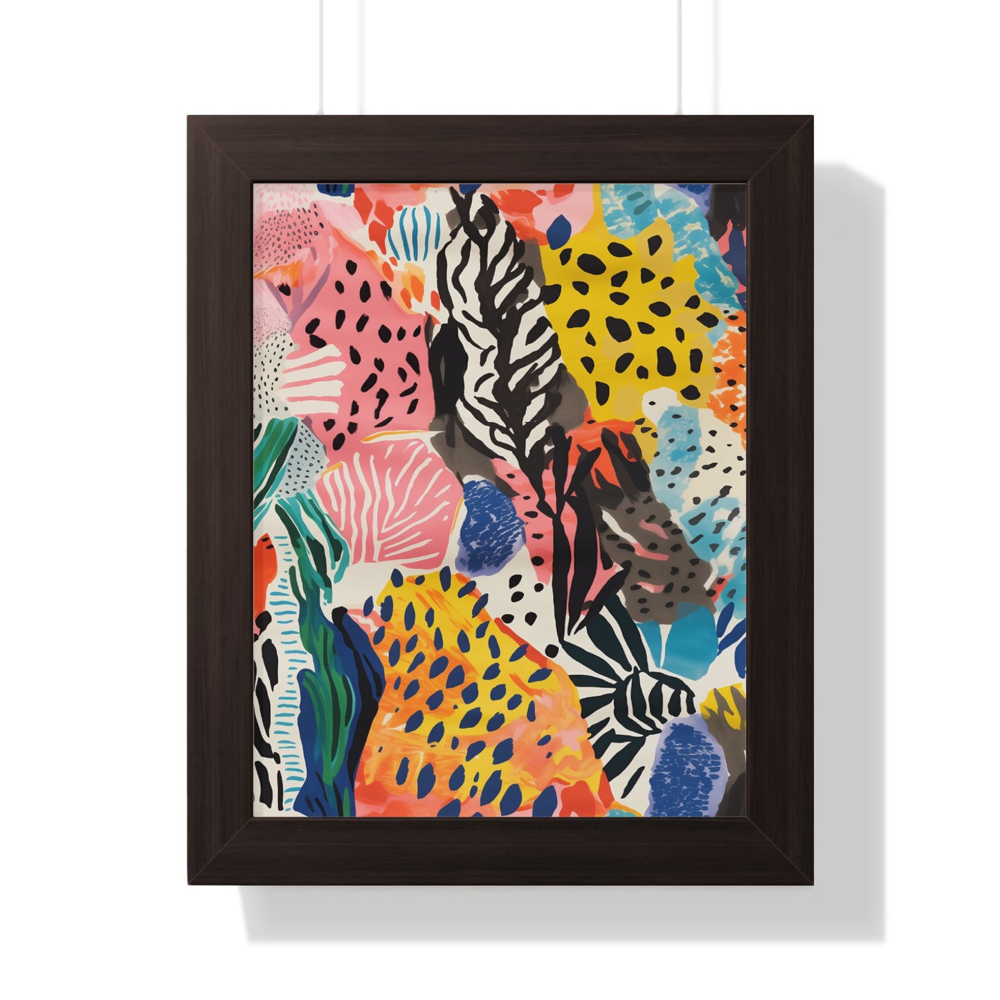 Vibrant Abstract Pattern Artwork in Elegant Black Frame
