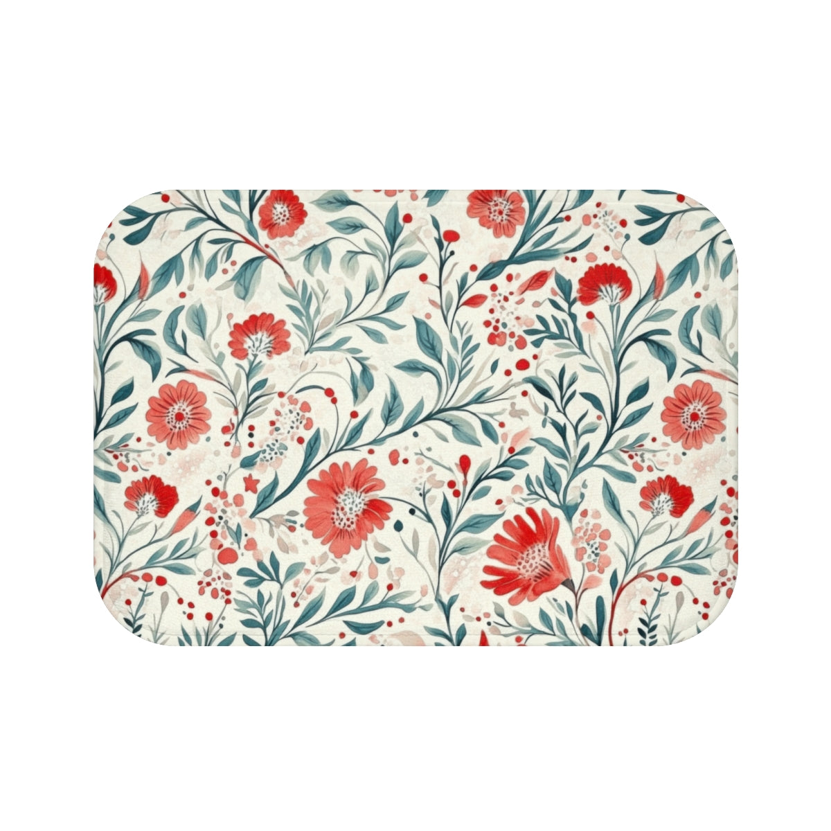 Vibrant Floral Pattern Red and Blue Decorative Mat product