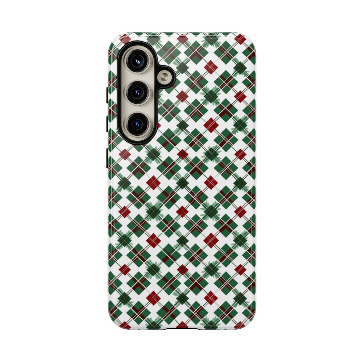 Festive Plaid Pattern Hard Phone Case Accessory