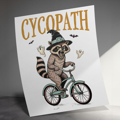 Funny Raccoon on Bicycle Halloween Poster product