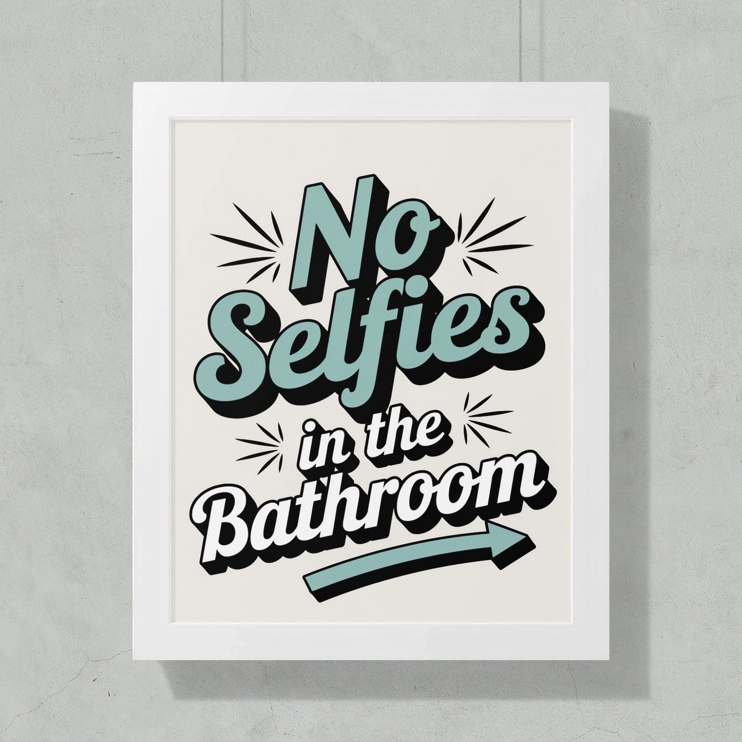No Selfies in the Bathroom Framed Art Print product