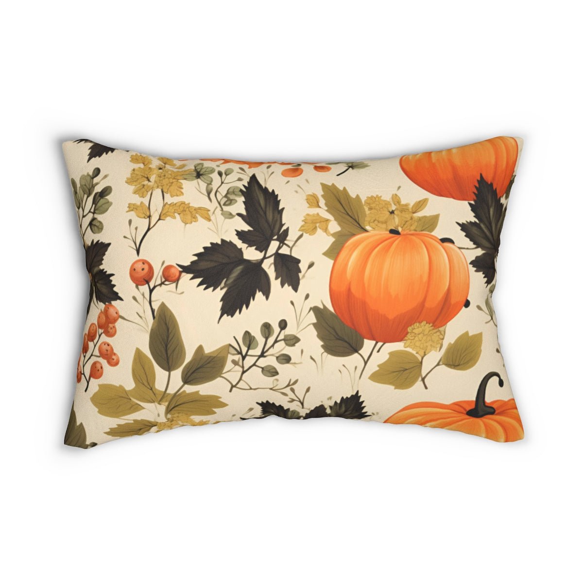 Autumn Harvest Pumpkins and Leaves Decorative Pillow