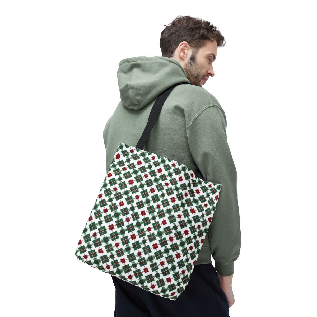 Stylish Green and Red Patterned Tote Bag Product