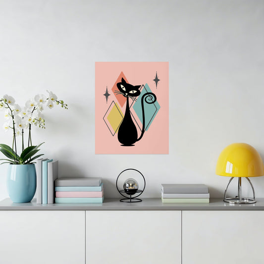 Retro Diamond Pattern Black Cat Artwork product type