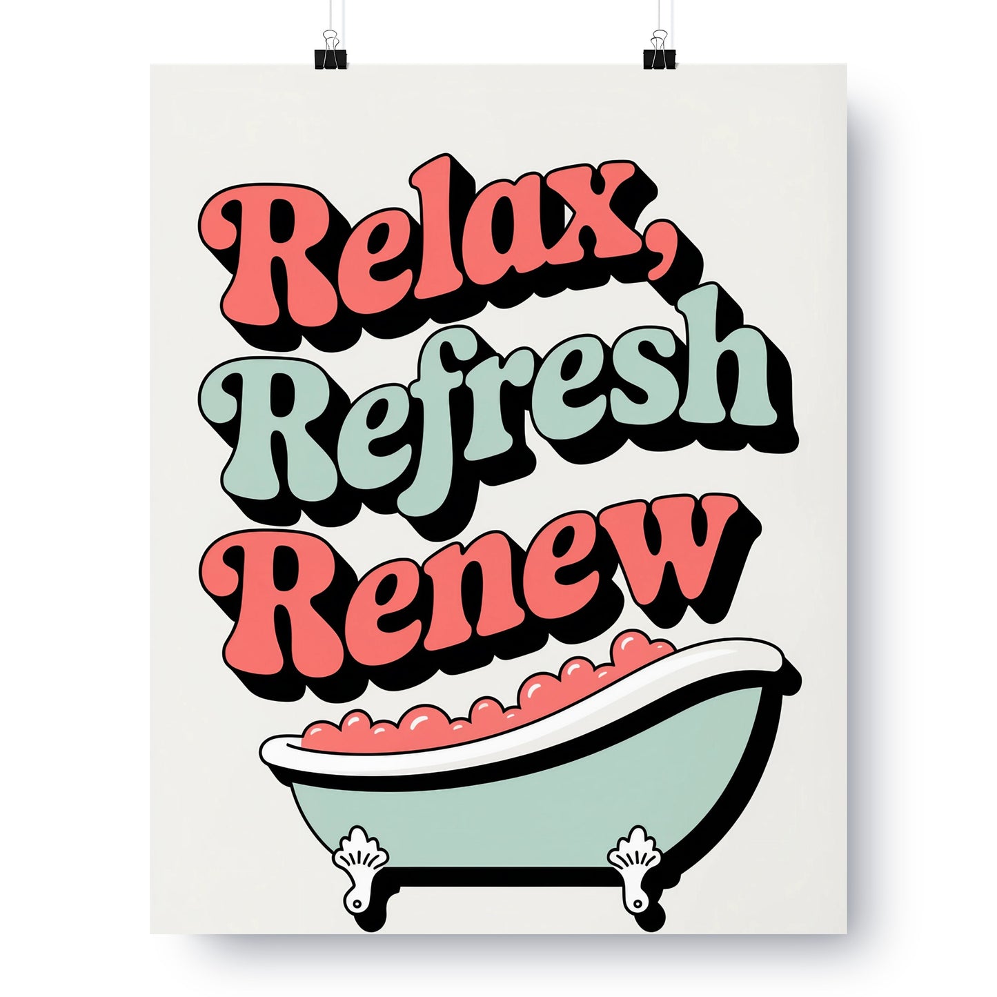 Retro Style Relax Refresh Renew Print Wall Art Decor
