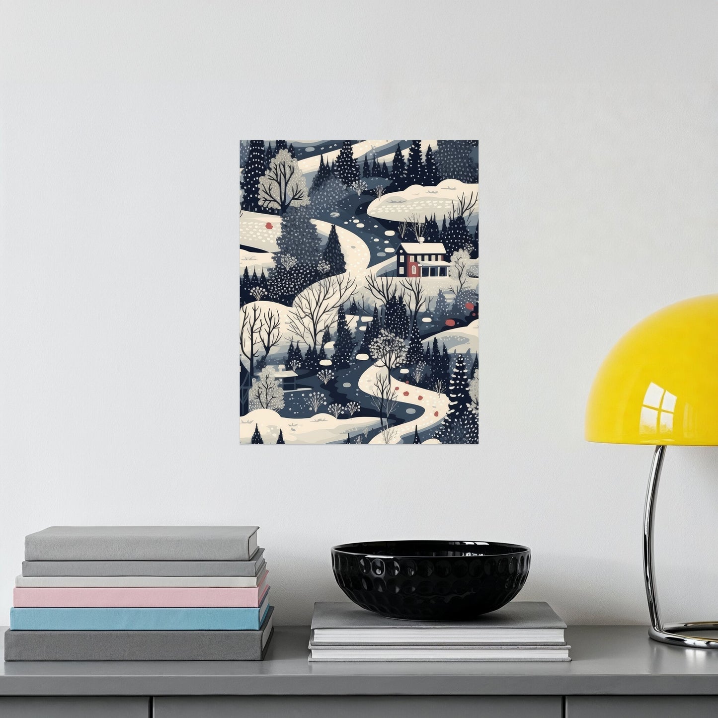 Snowy Night Art Print for Home and Office Decor