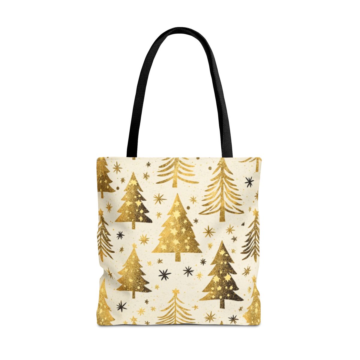 Festive Gold Christmas Trees Holiday Tote Bag Product