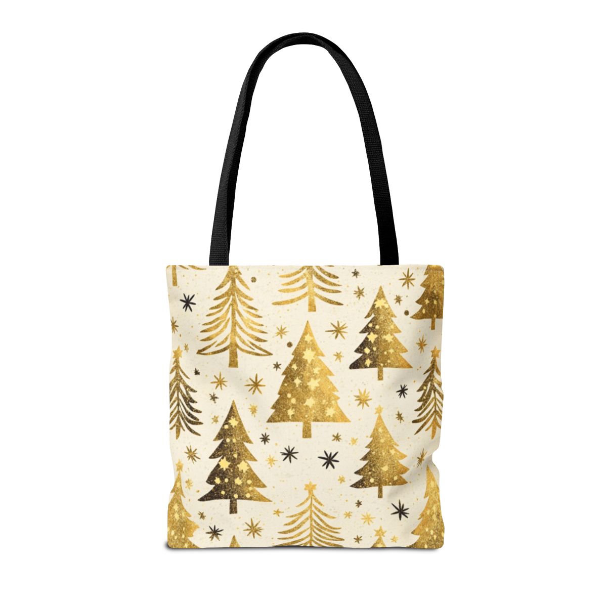 Gold and White Christmas Trees Tote Bag Holiday Accessory