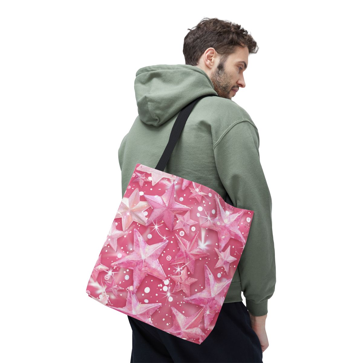 Stylish Pink Starry Design Tote Bag