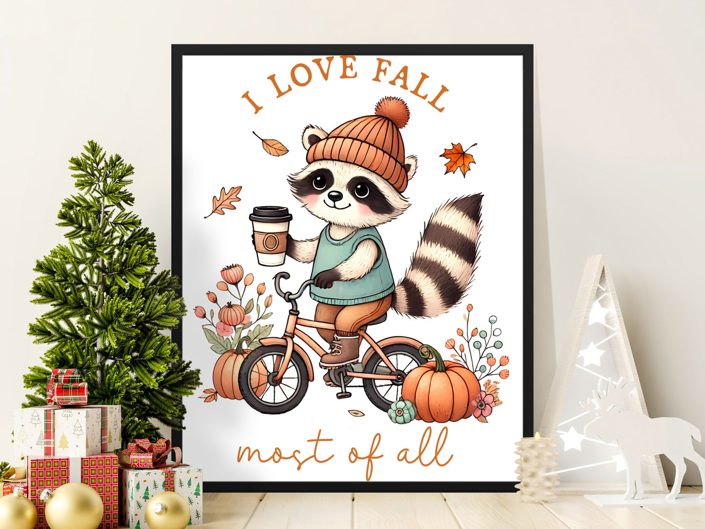 I Love Fall Most Of All Cute Raccoon On Bicycle product type