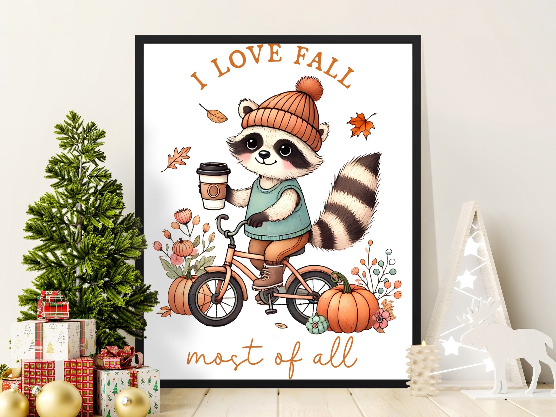 I Love Fall Most Of All Cute Raccoon On Bicycle product type